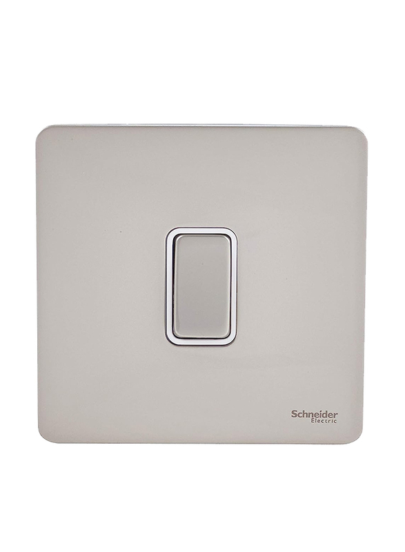 Schneider Electric 16AX Ultimate Screwless Flat Plate Single Retractive 2 Way Light Switch, Silver