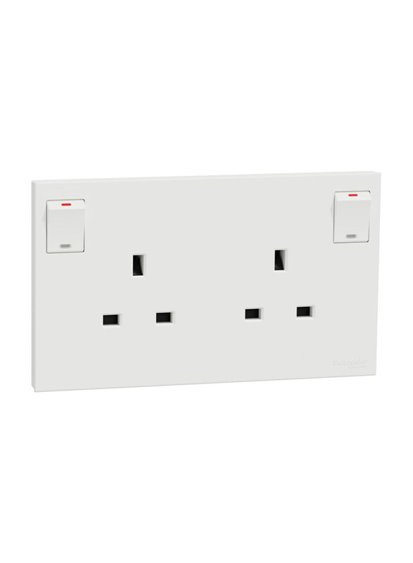 

Schneider Electric Avatar On C 2 Gang Socket with Neon, 13A, E87T25N_WE, White