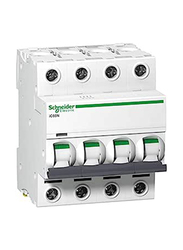 Schneider Electric Acti9 IC60N 4P 25 A C Miniature Circuit Breaker, 440V, A9F44425, White