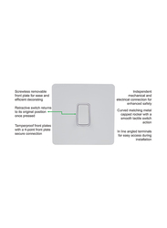 Schneider Electric 16AX Ultimate Screwless Flat Plate Single Retractive 2 Way Light Switch, Silver