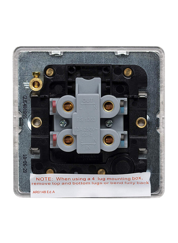 Schneider Electric Ultimate Screwless Flat Plate Unswitched Fused Connection, Silver