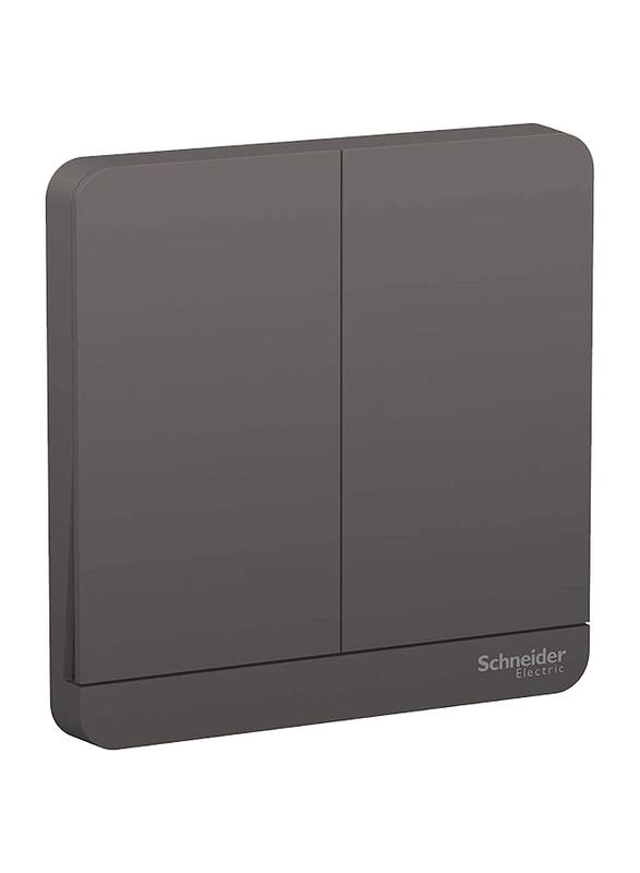 Schneider Electric 16A 250V AvatarOn Two Gang One Way Switch, Dark Grey