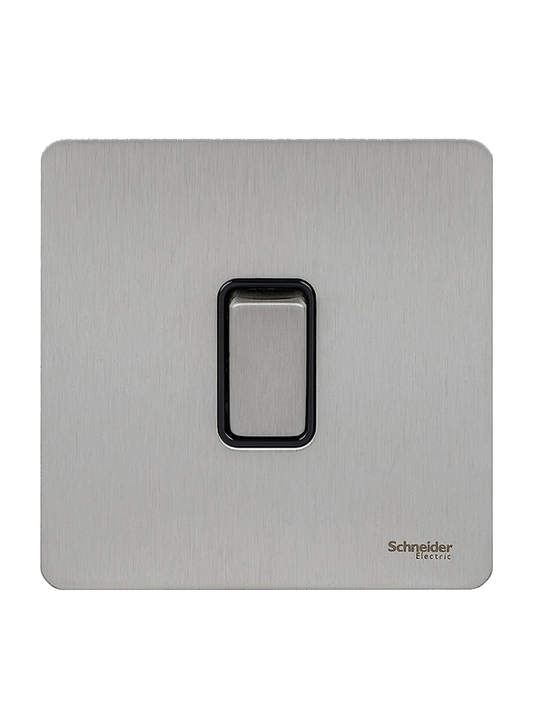 Schneider Electric 1 Gang Ultimate Screwless Flat Plate Intermediate Switch, Silver