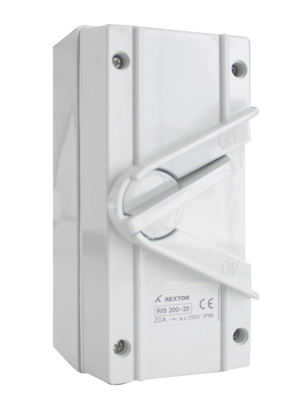 

Rexton Weather-proof Isolator, IS200 63A 4 Pole IP66, White