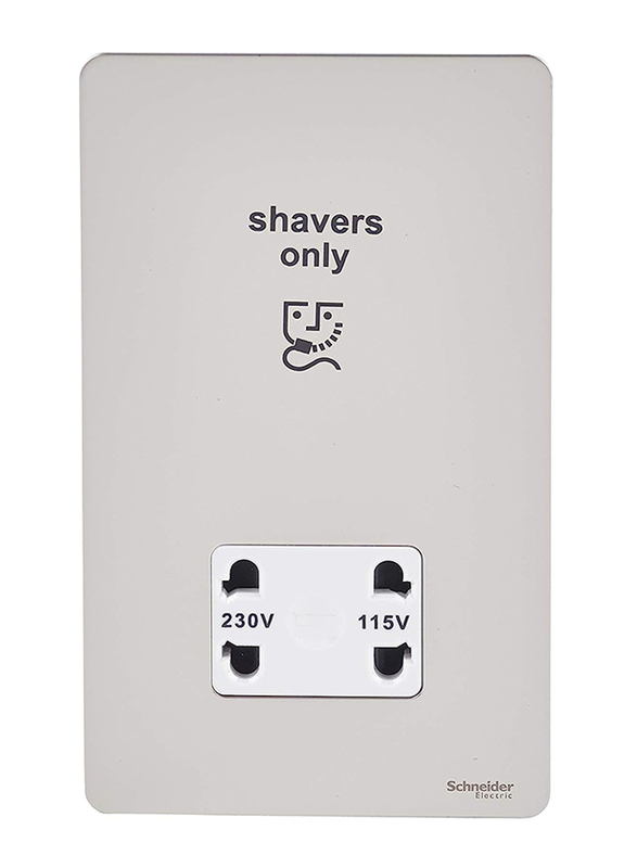 Schneider Electric Ultimate Screw less Flat Plate Shaver Socket, GU7490WPN, Pearl Nickel