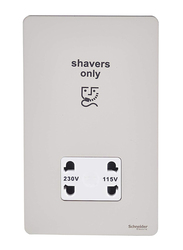 Schneider Electric Ultimate Screw less Flat Plate Shaver Socket, GU7490WPN, Pearl Nickel