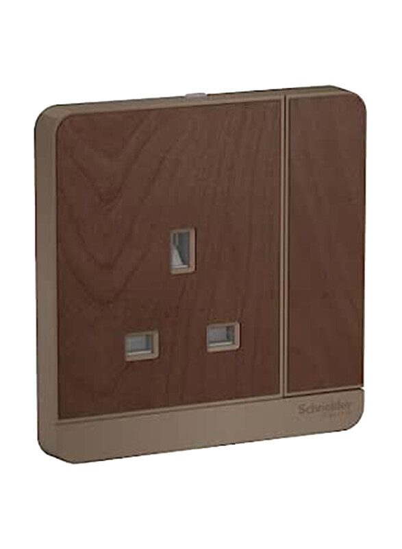 Schneider Electric 13A 250V Avatar On 3 Pin Switched Socket with Led, E8315N_WD_G12, Wood