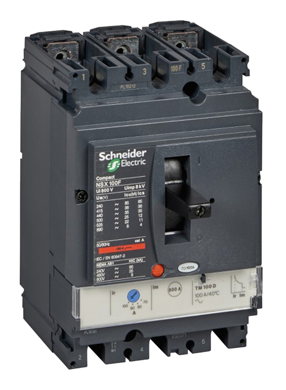 Schneider Electric LV429633 NSX100F TMD Trip, 50A, 3 Poles Multistandard Circuit Breaker Compact, Black
