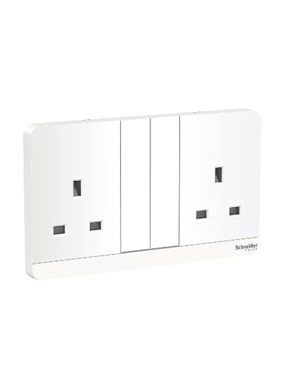 Schneider Electric 13A 250V Avatar On 3 Pin 2 Switched Socket with Led, E83T25N_WE_G12, White