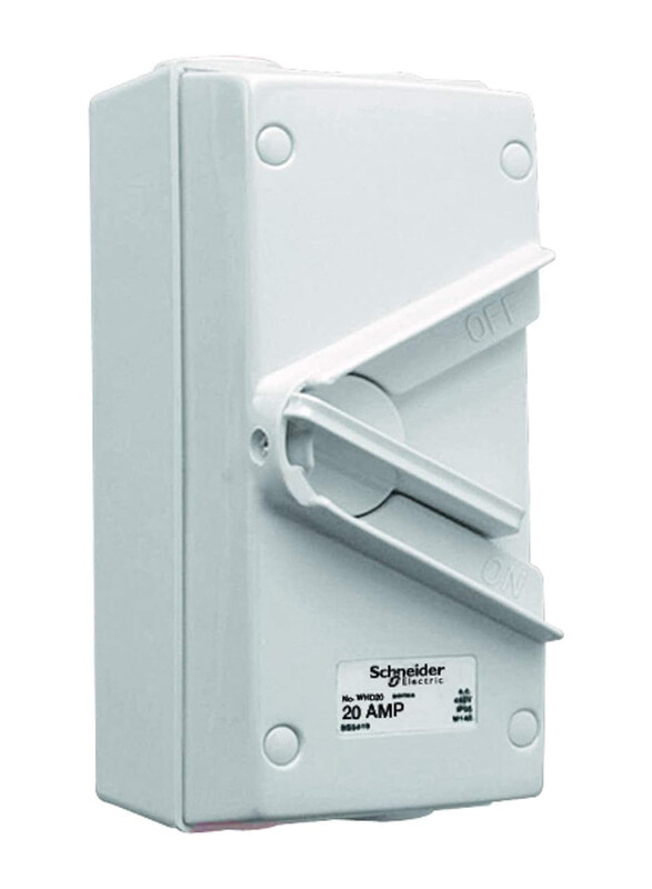 Schneider Electric 20A 440V Surface Mount Double Pole Isolating Switch IP66 Weatherproof, White