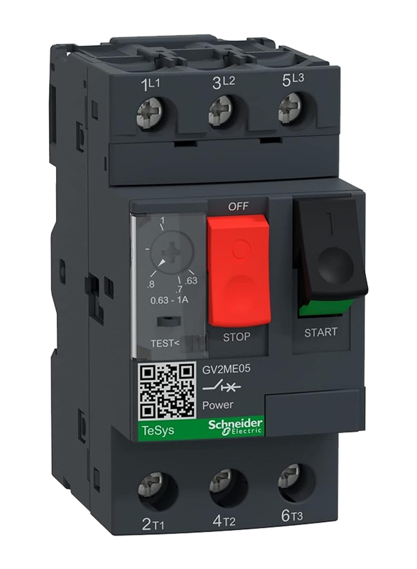 Schneider Electric GV2ME05 0.63-1 Amp TeSys Motor Protection Circuit Breaker, Black