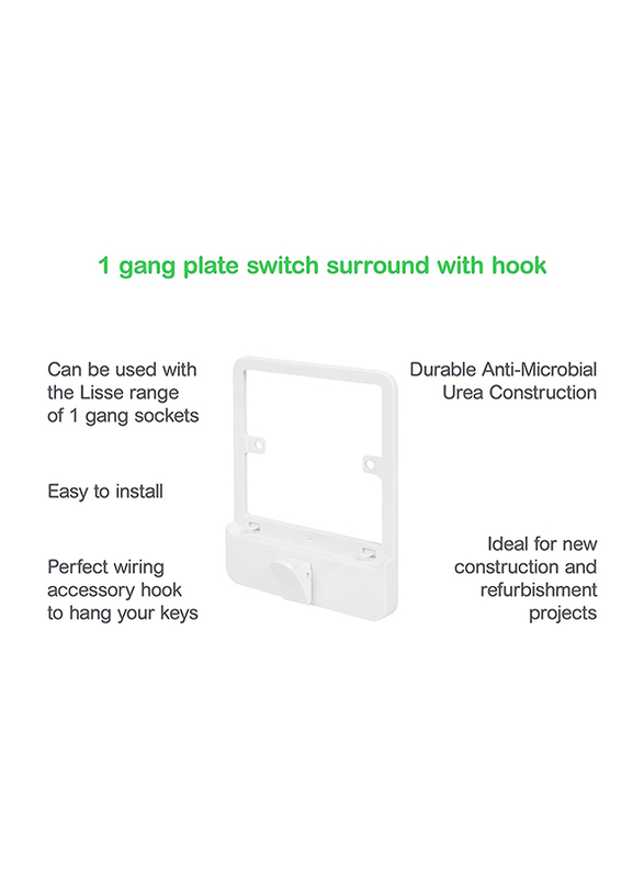 Schneider Electric Lisse Moulded Single Socket Surround with Key Hook, GGBLH1GS, White