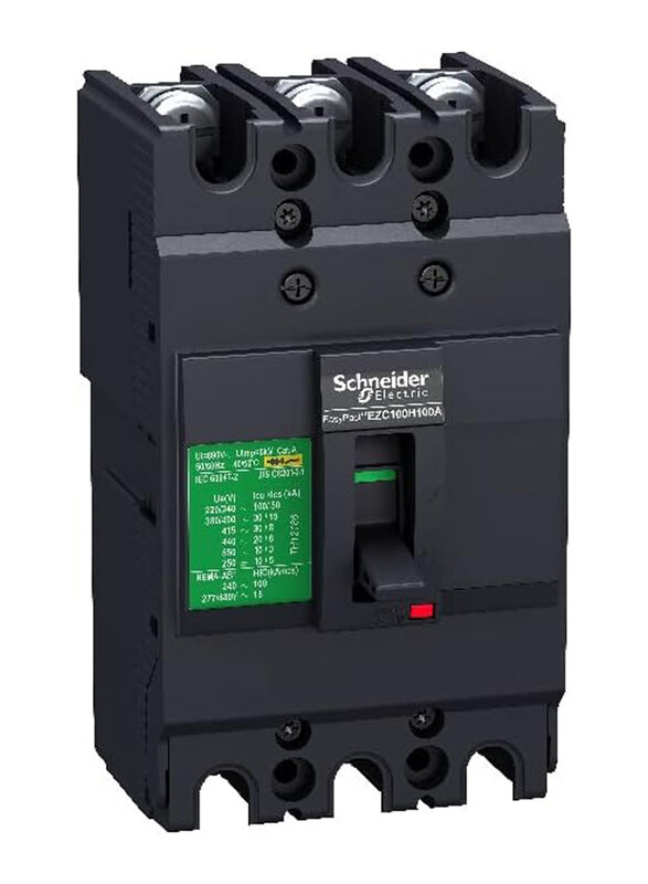 

Schneider Electric 3 Poles Breaker Easy Pact EZC Circuit Breaker, 60A, EZC100N3060, Black