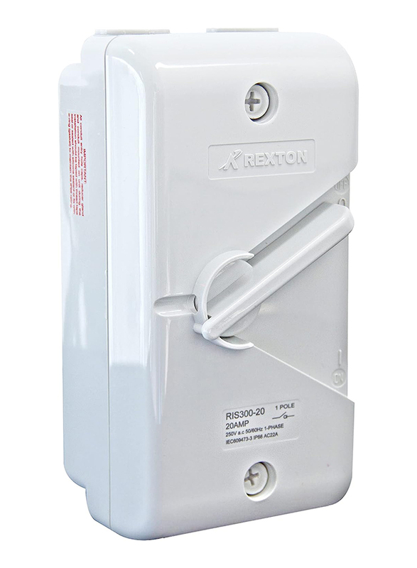 Rexton IS300 35A 4 Pole IP66 Weatherproof Isolator Switch, White