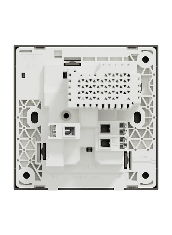 Schneider Electric Avataron C Switch Socket, 1 Gang, 13A, 2.1A, Two Port USB, E8715USB_DG, Dark Grey