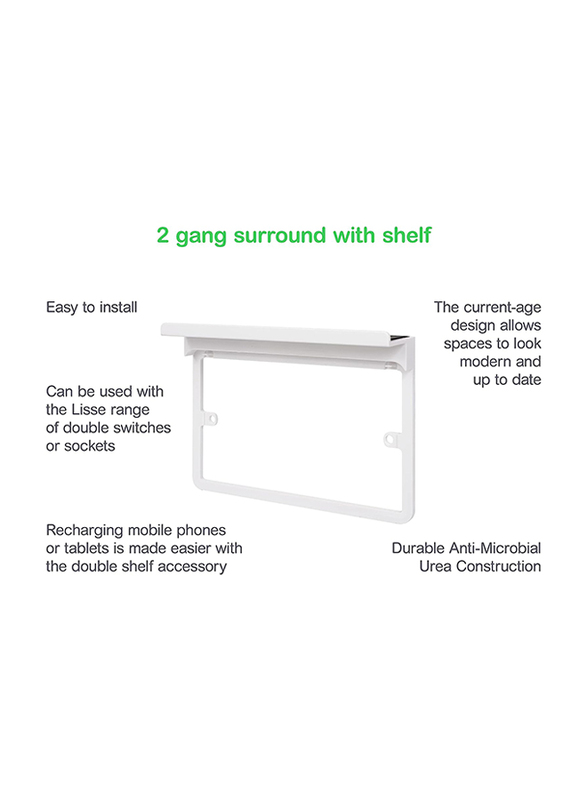 Schneider Electric Lisse Screw less Deco Double Socket Surround, GGBLSHF2GS, White