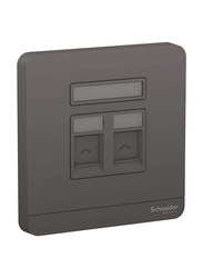 Schneider Electric AvatarOn E8332RJS DG 1 Gang 2 Keystone Wallplate Jack, Dark Grey