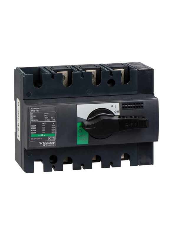 

Schneider Electric Compact INS160 160A Standard 3-Poles Switch Disconnector with Black Rotary Handle, 28912, Black