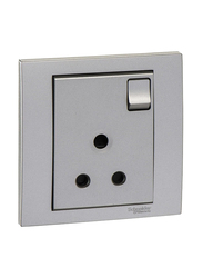 Schneider Electric Vivace 5A 250V 1 Gang Switched Socket, Aluminium Silver