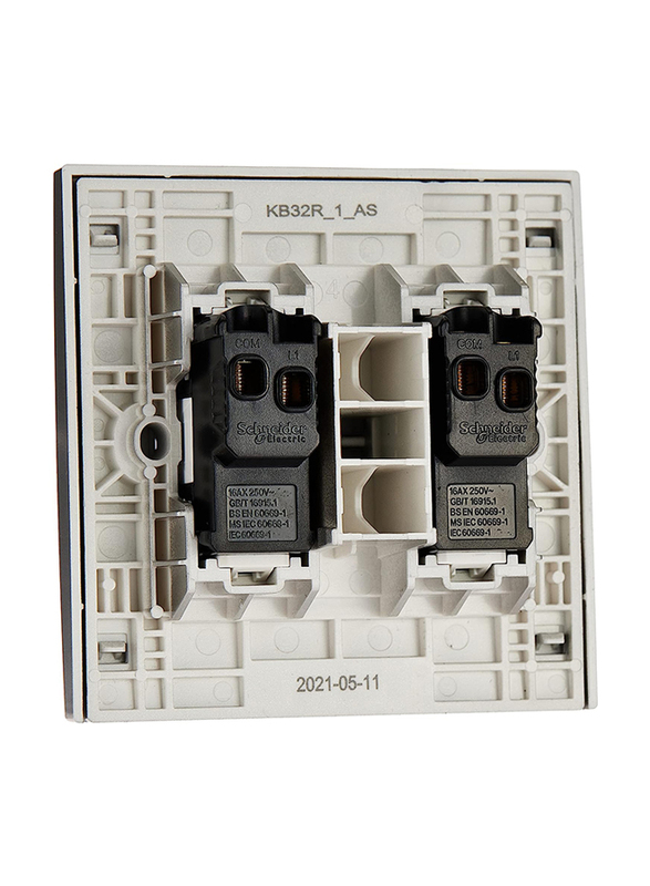 Schneider Electric KB32R 1 AS Vivace Silver 1 way plate switch 2 gang 16AX, Black