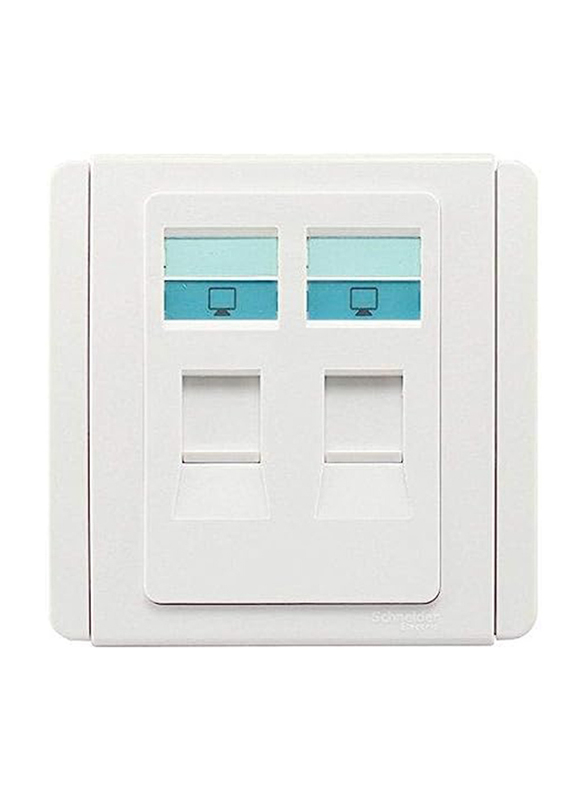 Schneider Electric 2 Gang 4 Pin Telephone Outlet, E3032RJ WW, White