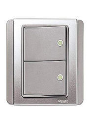 Schneider Electric 250V 10A 2 Gang 1 Way H. Switch With Fluorescent Light, E3032H1_FGGS, Grey