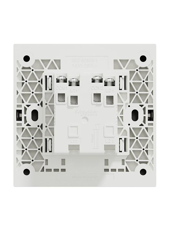 Schneider Electric Avataron C Switch with Fluorescent Locator, 2 Gang, 16Ax, 1 Way, 250 V, E8732L1F_DG, Dark Grey