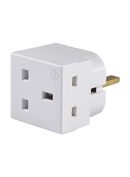 Schneider Electric 2 Way Surge Protected Plug Unfused Adaptor, 13A, ADAPT2W, White
