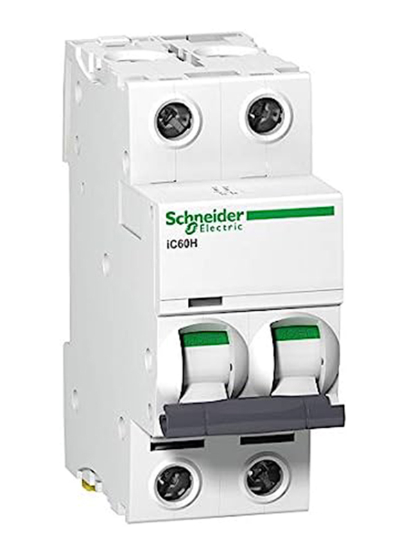 Schneider Electric Acti9 iC60H 2P 25 A C Miniature Circuit Breaker, 240V, White