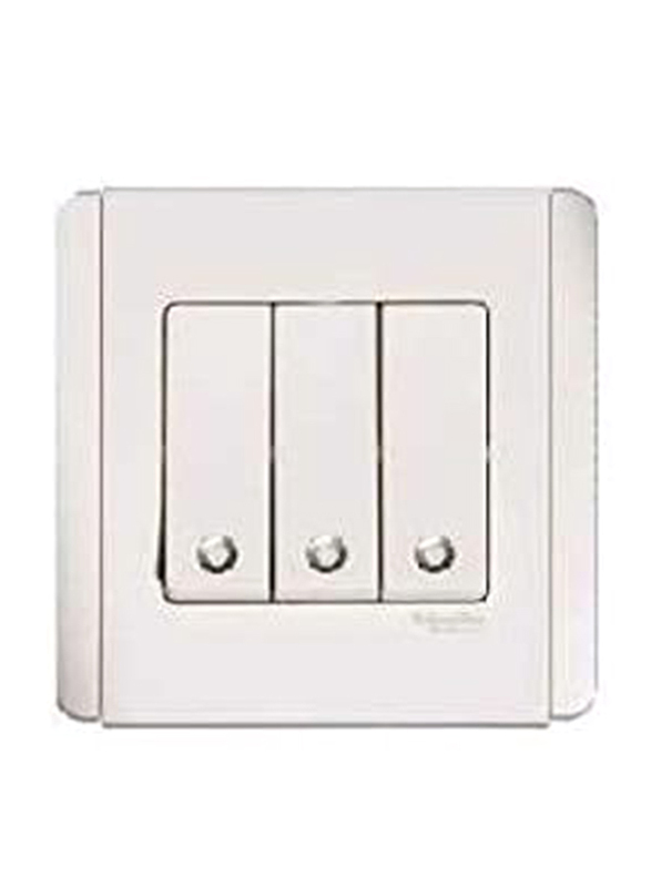 Schneider Electric 3 Gang 2 Way 20A Switch With White Led, E3033V2/20(EWWW), White