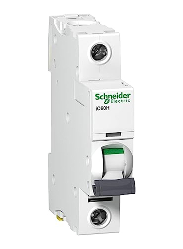 Schneider Electric Breaker Acti 9 iC60_ Acti9 iC60H 1P 10A C Miniature Circuit Breaker, A9F54110, White