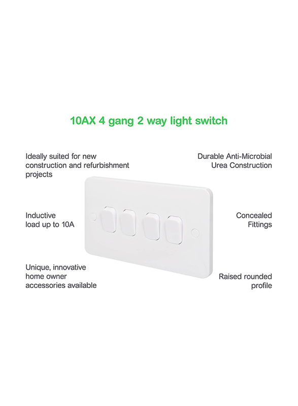 Schneider Electric Lisse Plate Switch, GGBL1042S, White