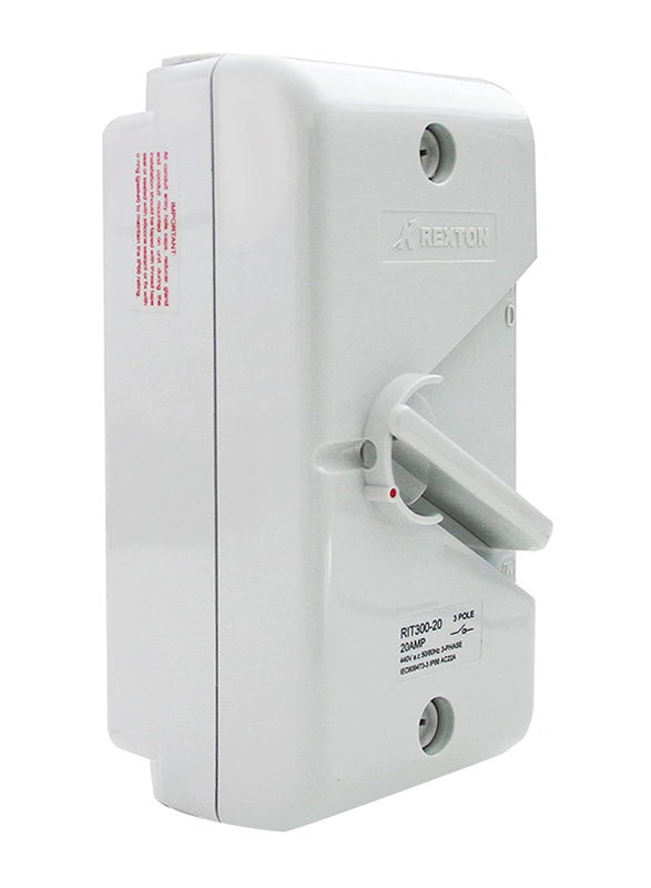 Rexton IS300 40A 2 Pole IP66 Weatherproof Isolator Switche, White