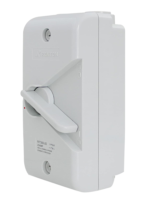 Rexton IS300 40A 2 Pole IP66 Weatherproof Isolator Switche, White