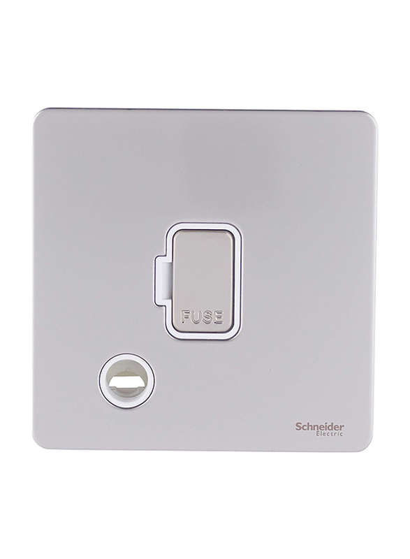 Schneider Electric 13A Ultimate Pearl Nickel Screwless Flat Plate Unswitched Spur Flex Fused, Silver