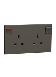 Schneider Electric Avataron C Switched Socket, 2 Gangs, 13A, 250 V, E87T25_DG, Dark Grey