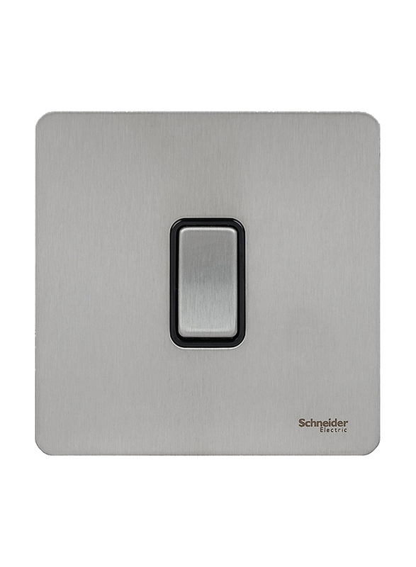 Schneider Electric 16AX Ultimate Screwless Flat Plate Single Retractive 2 Way Light Switch, Silver