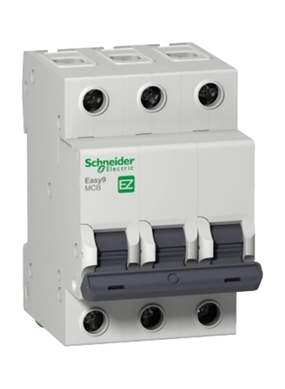 Schneider Electric Easy9 3P 16A 400V 6000A C-Curve Miniature Circuit Breaker, White
