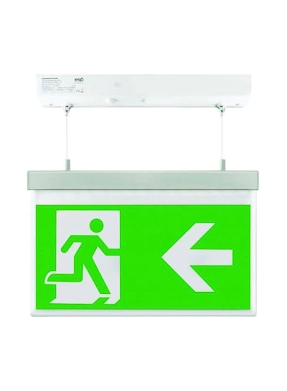 Scolmore ESP Duceri Emergency Exit Hanging Sign Board 2W Left Sign Board, Green