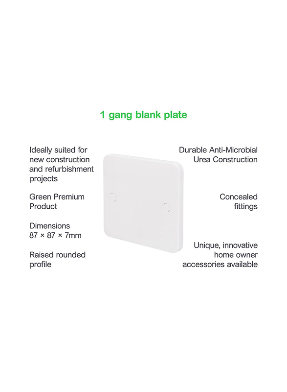 Schneider Electric Lise Moulded Single Blank Plate, White