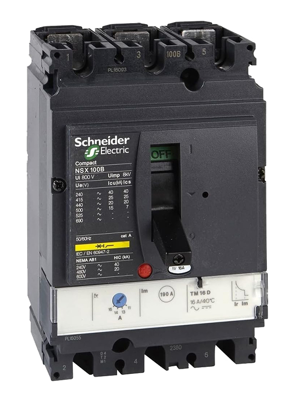 Schneider Electric LV429553 NSX100B TMD 50 A 3 Poles 3d Circuit Breaker Compact, Black