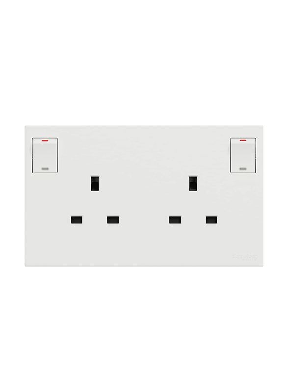 Schneider Electric Avataron C Switched Socket, 2 Gangs, 13A, 250 V, E87T25_WE, White