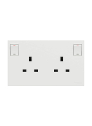 Schneider Electric Avataron C Switched Socket, 2 Gangs, 13A, 250 V, E87T25_WE, White