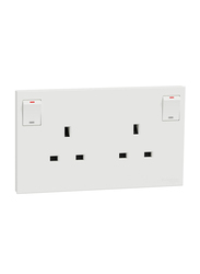 Schneider Electric Avataron C Switched Socket, 2 Gangs, 13A, 250 V, E87T25_WE, White