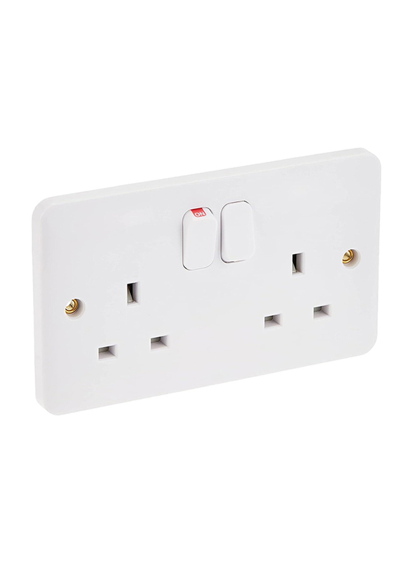 Schneider Electric 13A 2 Gang Lisse Uk Standard Switch Socket, White