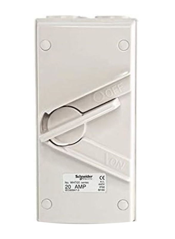 Schneider Electric 3 Pol 20 Amp Weather Protected Surface Isolating Switch, White