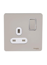 Schneider Electric 13A 1 Gang Ultimate Screwless Flat Plate Switched Socket, Multicolour