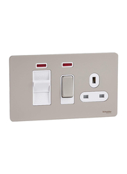 Schneider Electric 45A Ultimate Screwless Flat Plate Switch Socket With Cooker Control Unit & Neon, Multicolour