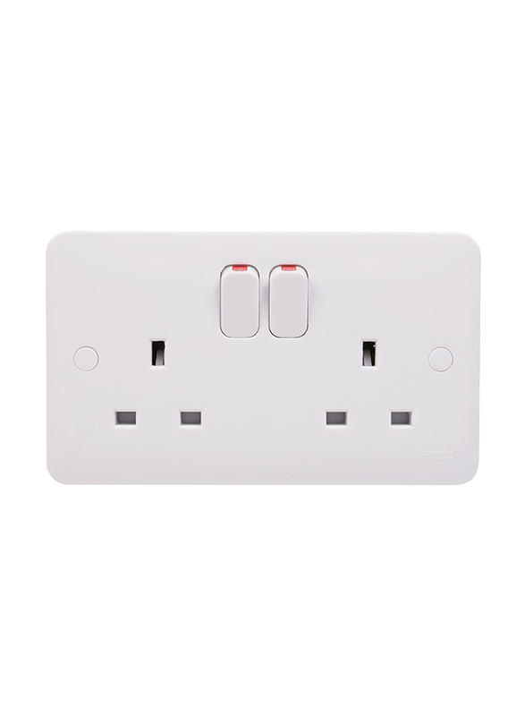 Schneider Electric 13A Lisse Double Pole Switched Double Power Socket, White