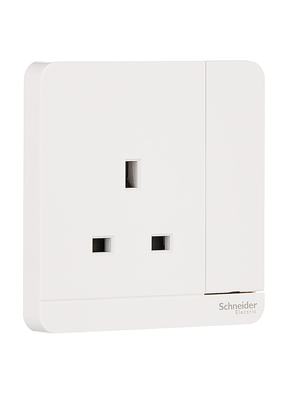 Schneider Electric AvatarOn White Single Switched Socket, 13A 230V 1 Gang, E8315N_WE_G12, White